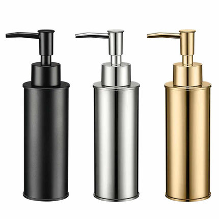 Distributeur de savon liquide antirouille avec pompe, idéal pour la cuisine, la salle de bain et le plan de travail.