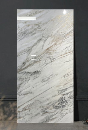 120x60 Luxury White Marble Tile with Gold & Gray Veins – Modern Large Format Wall & Floor Tile for Elegant Interiors