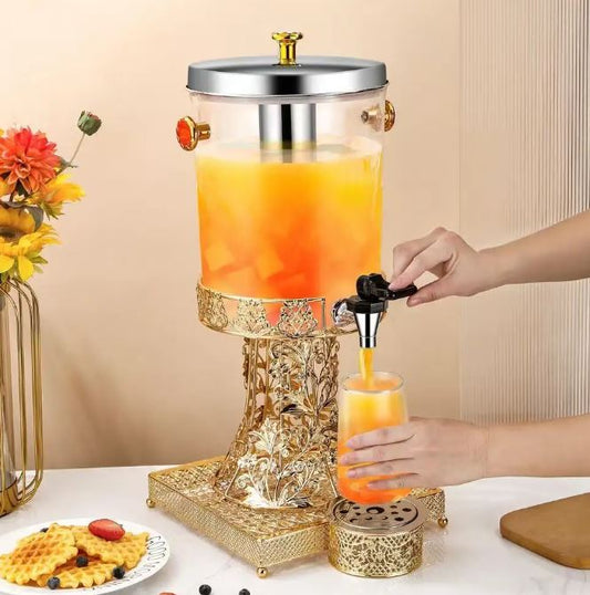 Luxury Gallon 8L Stainless Steel Drink Dispenser Gold Base Party Faucet Plastic Stainless Steel Material