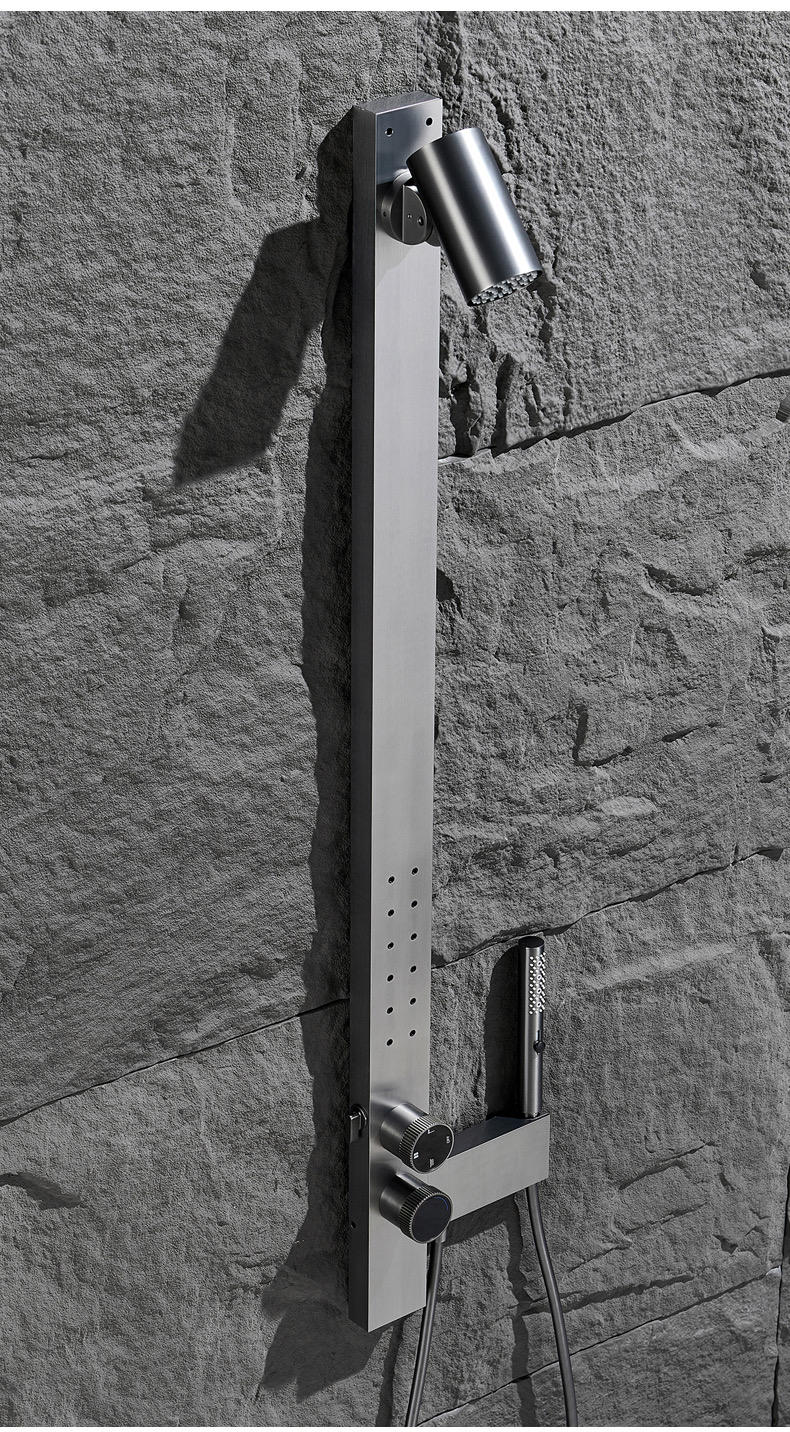 Wall Mounted Tube Shower Set – Modern Hot & Cold Water Mixer with Soft Rain Shower and Handheld Bathtub Faucet