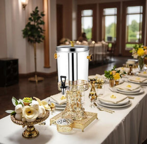 Luxury Gallon 8L Stainless Steel Drink Dispenser Gold Base Party Faucet Plastic Stainless Steel Material