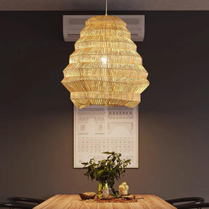 Handmade Natural Rattan Hanging Lamp – Creative Indoor Pendant Light for Country Homes & Restaurant Décor