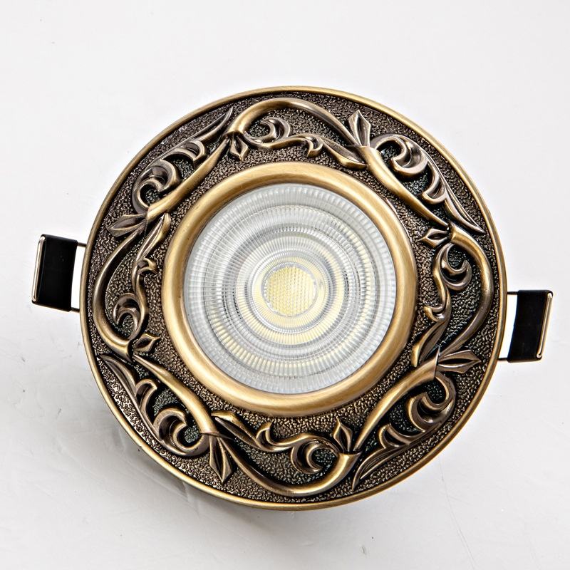 Vintage Brass Style Spotlight – Retro Recessed Downlight with GU10/MR16 Base for Living Room, Bedroom & Accent Walls