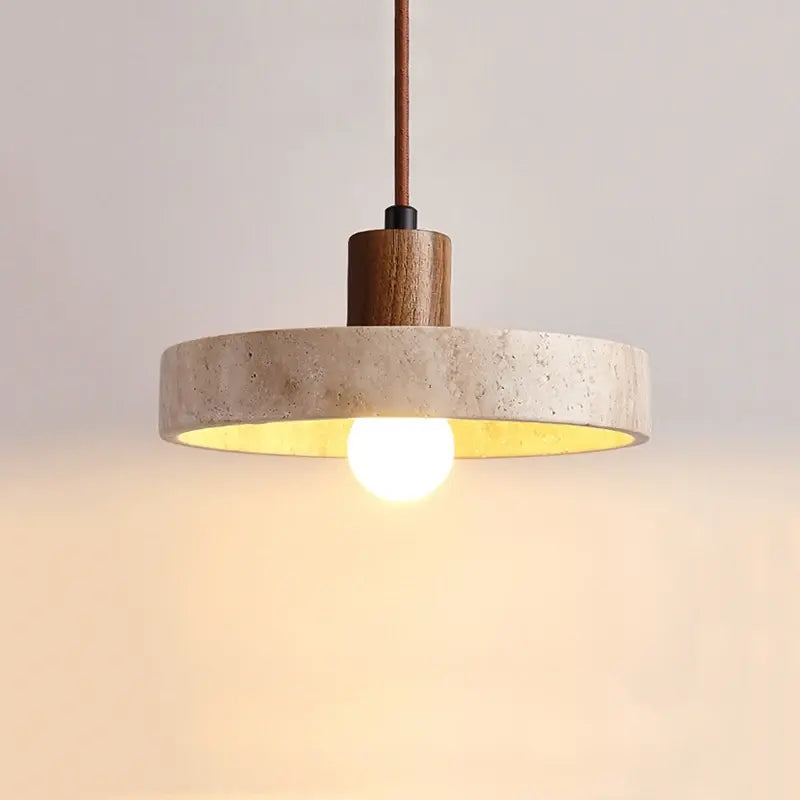 Japanese Wabi Sabi LED Pendant Lamp – Yellow Stone Nordic Hanging Light for Corridor, Bedroom, Balcony & Villa Living Room