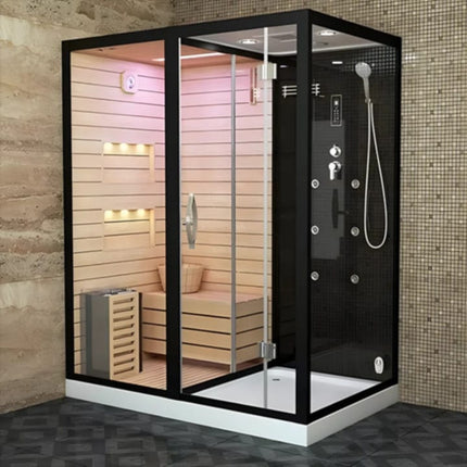 Sauna vapeur intérieur de luxe en bois pour 2 personnes avec douche (PRÉCOMMANDE) 