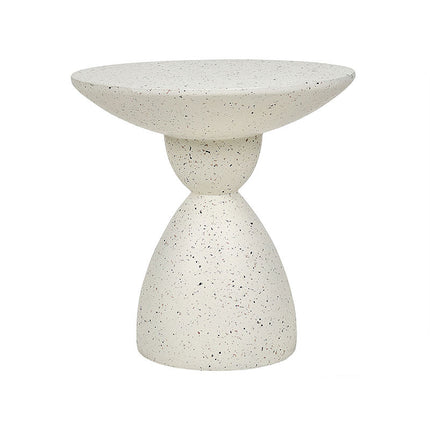 Table basse crème créative style wabi-sabi – Petite table de chevet ronde imitation terrazzo pour la décoration de la maison et du jardin