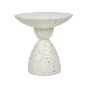 Creative Wabi-Sabi Cream Coffee Table – Faux Terrazzo Small Round Bedside Table for Home & Garden Décor