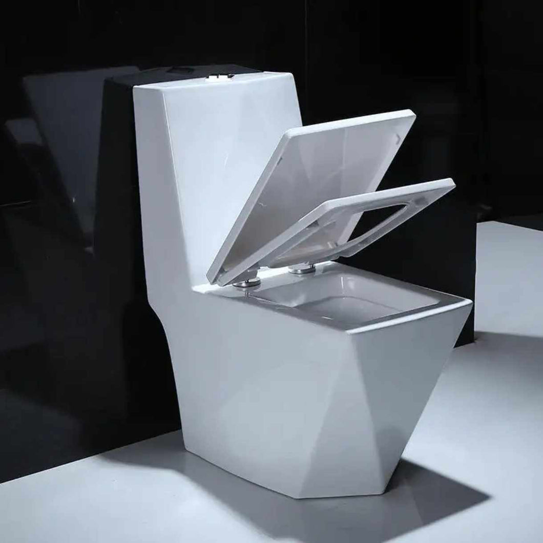 Modern White Porcelain Toilet – Comfort Height Dual Flush Floor Mounted Bathroom WC