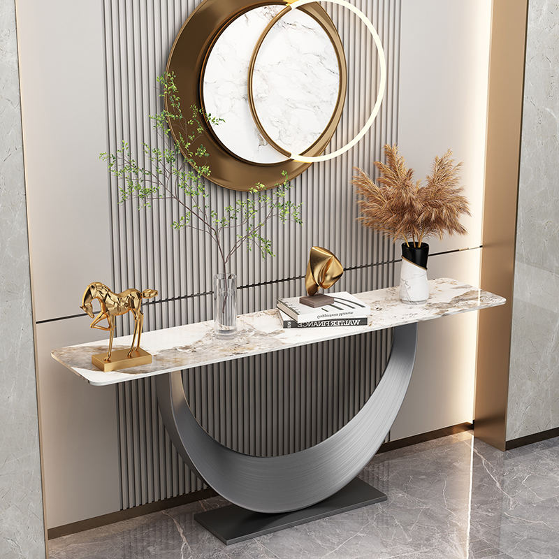 Modern Home Furniture Italy Design Half Moon Console Tables Living Room Luxury Gold Hallway Console Table
