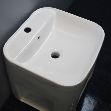 Small Wall-Mounted Porcelain Washbasin – Compact One-Piece Lavabo Sink for Apartments and Small Bathrooms