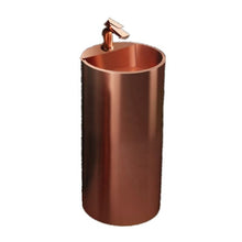 Load image into Gallery viewer, Luxury Rose Gold Freestanding Round Basin – Modern Pedestal Wash Sink for Elegant Bathrooms, Hotels &amp; Powder Rooms
