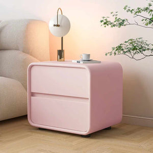 Modern Leather Bedside Table with Drawer – Solid Wood Bedroom Storage Nightstand for Home & Hotel Use