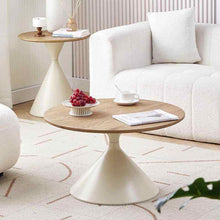 Load image into Gallery viewer, Modern Cream Solid Wood Coffee Table – Minimalist Circular Edge Table for High-End Living Room &amp; Home Décor
