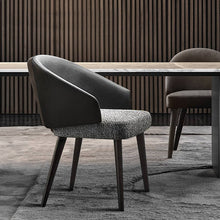 Cargar imagen en el visor de la galería, Italian Style Minimalist Luxury Household Hotel Restaurant Creative Backrest Armrest Dinning Room Chairs With Wooden Legs
