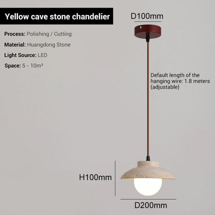 Modern Natural Stone Decorative Hanging Lamp Travertine Pendant Light for Study Room and Dining Room