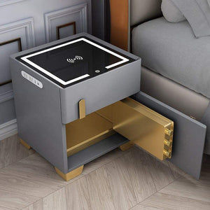 Luxury Home Bedroom Bed Side Cabinet Modern and Simple with Integrated Safe Wireless Charging Light