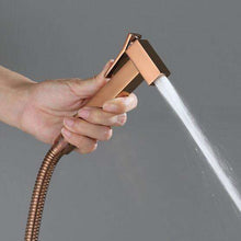 Load image into Gallery viewer, Square Rose Gold Brass Hand Held Portable Hot Cold Bathroom Handheld Bidet Toilet Sprayer Toilet Bidet Set with Shower Valve
