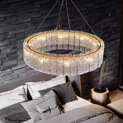 Round Glass Ceiling Lighting Luxury Chandelier K9 Crystal