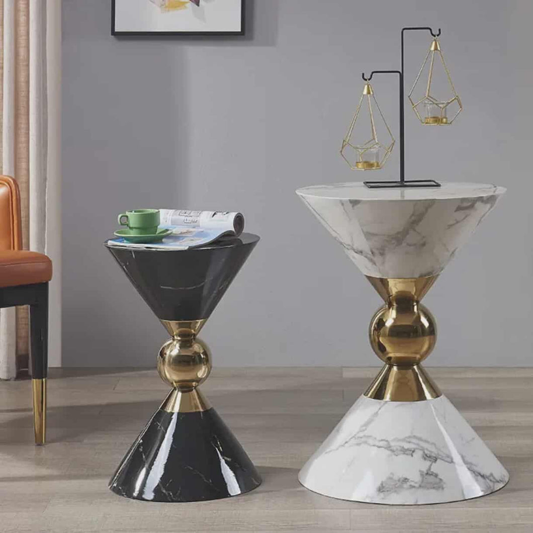 Modern Gold Marble Side Table – Simple Design Small Sofa Table for Living Room & Corner Décor