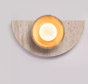 Modern Luxury Travertine LED Wall Lamp – Creative Touch Control Light for Living Room & Home Décor