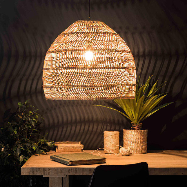 Wicker Pendant Lampshade – Handcrafted Wooden Frame Light for Living Room & Indoor Décor  Description: