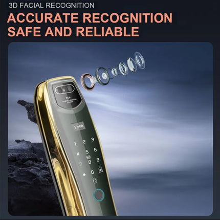Smart Home Keyless Entry Fingerprint Reader Wood Door Safe Camera  WiFi Network Key Access Lock Face