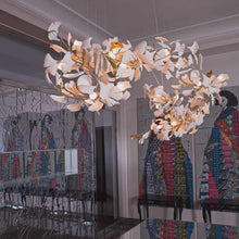 Load image into Gallery viewer, Large Artistic Ceramic Apricot Leaf Chandelier – Luxury Glass Pendant Light for Hotel &amp; Villa Lobby Interior Décor
