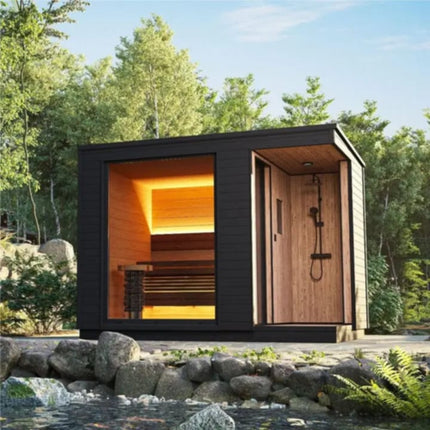Sauna vapeur extérieur 6 personnes, cabine de douche en bois de luxe avec douche (PRÉCOMMANDE) 