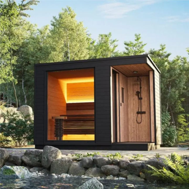 Sauna vapeur extérieur 6 personnes, cabine de douche en bois de luxe avec douche (PRÉCOMMANDE) 