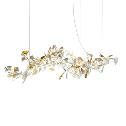 Large Artistic Ceramic Apricot Leaf Chandelier – Luxury Glass Pendant Light for Hotel & Villa Lobby Interior Décor