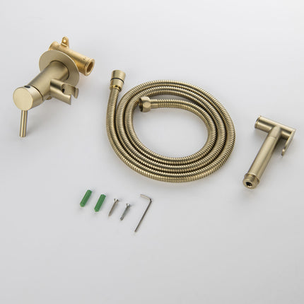 Bidet-Sprühpistolen-Set, verchromtes/gebürstetes, goldplattiertes Messinggehäuse, Badezimmer-WC-Wascharmatur
