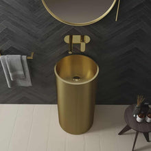 Load image into Gallery viewer, Luxury Gold Freestanding Bathroom Sink – Modern Floor Standing Washbasin for Elegant Bathrooms &amp; Powder Rooms

