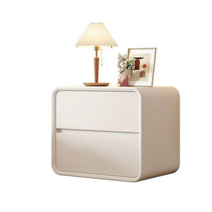 Modern Leather Bedside Table with Drawer – Solid Wood Bedroom Storage Nightstand for Home & Hotel Use