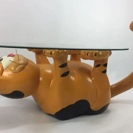 Modern Design Garfield Coffee Table or Center Table Cat-Inspired Glass Top Coffee Table FRP Furniture for Home Living Room Villa
