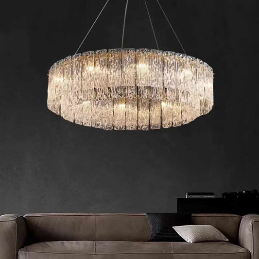 Round Glass Ceiling Lighting Luxury Chandelier K9 Crystal