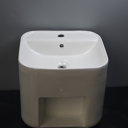 Small Wall-Mounted Porcelain Washbasin – Compact One-Piece Lavabo Sink for Apartments and Small Bathrooms