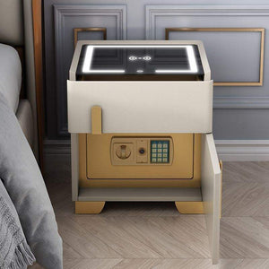 Luxury Home Bedroom Bed Side Cabinet Modern and Simple with Integrated Safe Wireless Charging Light
