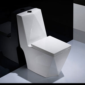 Modern White Porcelain Toilet – Comfort Height Dual Flush Floor Mounted Bathroom WC