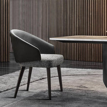 Cargar imagen en el visor de la galería, Italian Style Minimalist Luxury Household Hotel Restaurant Creative Backrest Armrest Dinning Room Chairs With Wooden Legs
