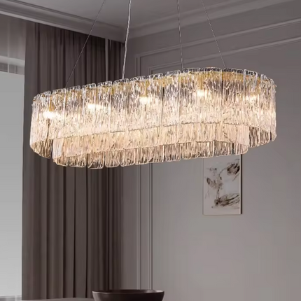 Luxury Modern Rectangular Crystal Chandelier – Large Linear Pendant Light 100cm