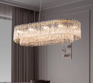 Luxury Modern Rectangular Crystal Chandelier – Large Linear Pendant Light 100cm