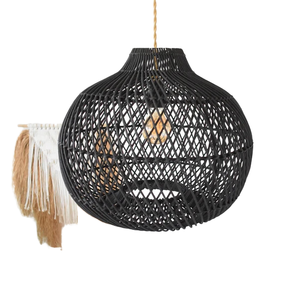 Rattan Pendant Light – Eco-Friendly Handmade Bamboo Ceiling Hanging Lamp for Home Décor