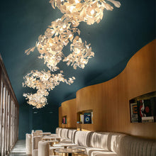 Load image into Gallery viewer, Large Artistic Ceramic Apricot Leaf Chandelier – Luxury Glass Pendant Light for Hotel &amp; Villa Lobby Interior Décor
