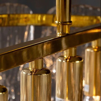 Modern Ceiling Home Rectangle Luxury Brass Crystal Chandelier Pendant Lamp for Kitchen Island Chandelier Decoration