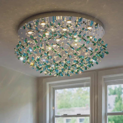Italian Designer K9 Crystal Petal Chandelier – Luxury Adjustable Ceiling Light for Living Room, Bedroom & Hall