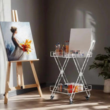 Load image into Gallery viewer, 2 Tier Utility Rolling Serving Trolley Cart Clear Acrylic Storage Cart Bathroom Kitchen Living Room
