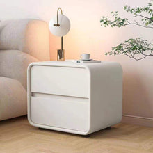 Load image into Gallery viewer, Modern Leather Bedside Table with Drawer – Solid Wood Bedroom Storage Nightstand for Home &amp; Hotel Use
