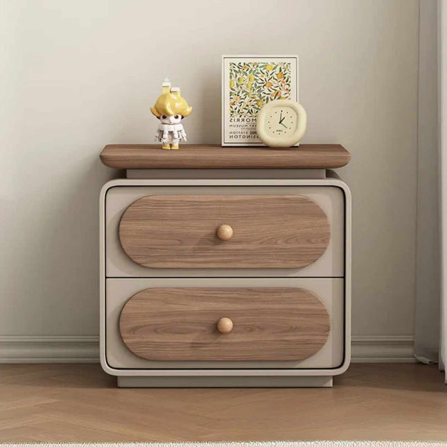 Minimalistischer Nachttisch aus Holz mit Aufbewahrungsschrank, Nachttisch, Schlafzimmermöbel