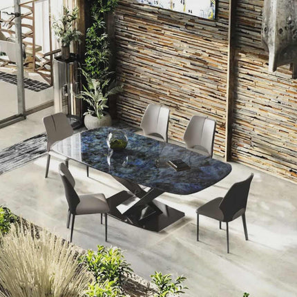 Nordic Modern Luxury Marble Dining Table – Extendable Stone Style Table with Metal Legs, Elegant Living Room & Home Furniture