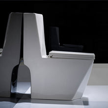 Load image into Gallery viewer, Modern White Porcelain Toilet – Comfort Height Dual Flush Floor Mounted Bathroom WC
